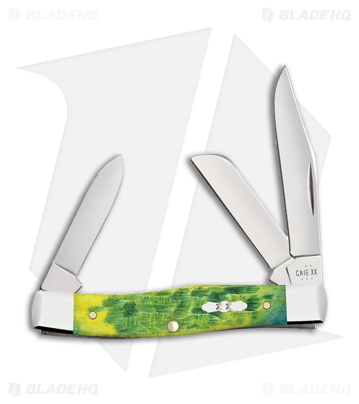 Case Knives Medium Stockman Peach Seed Jig Green Apple Bone