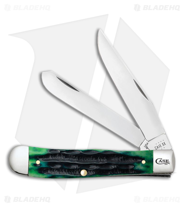 Case Trapper Knife 4.1" Hunter Green Bone Deep Canyon Jig (6254 SS) 75830