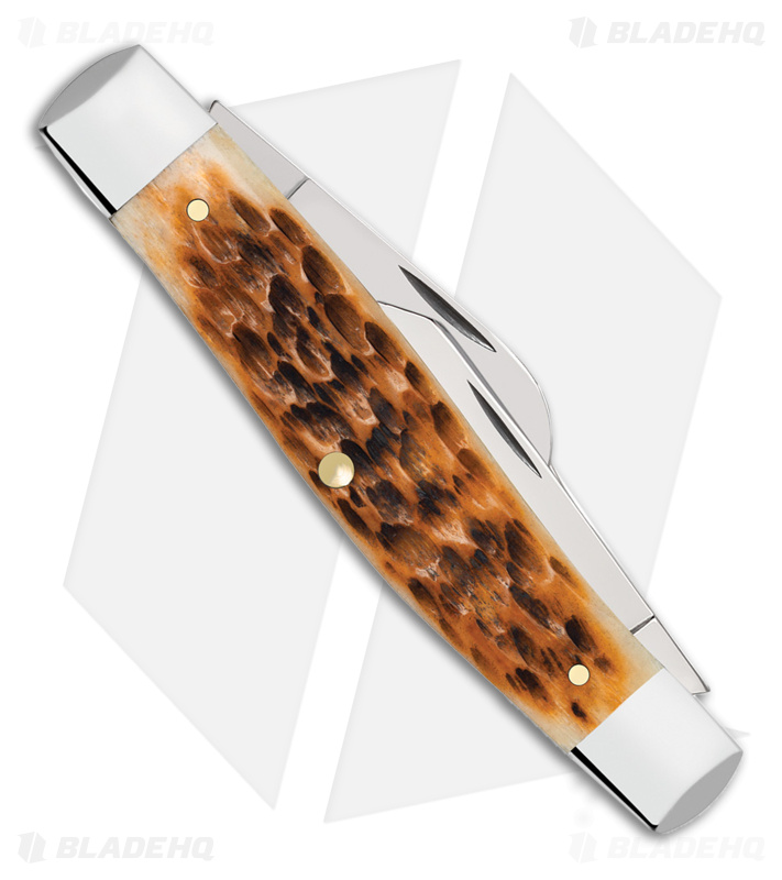 Case Large Stockman Knife Peach Seed Jigged Amber Bone