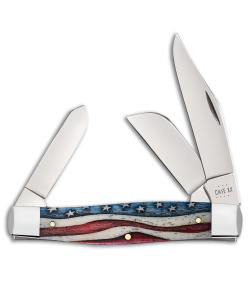 Case Knives Large Stockman Knife 4.25" Star Spangled Natural Bone (6375 SS) 6414