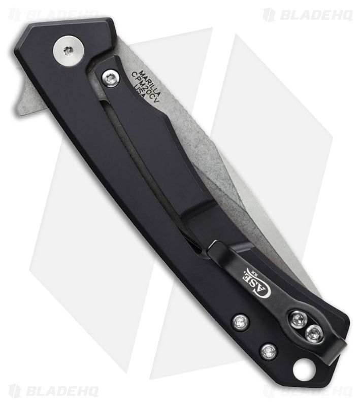 Case Knives Marilla Frame Lock Knife Black Aluminum/CF (3.4" Stonewash CPM 20CV)