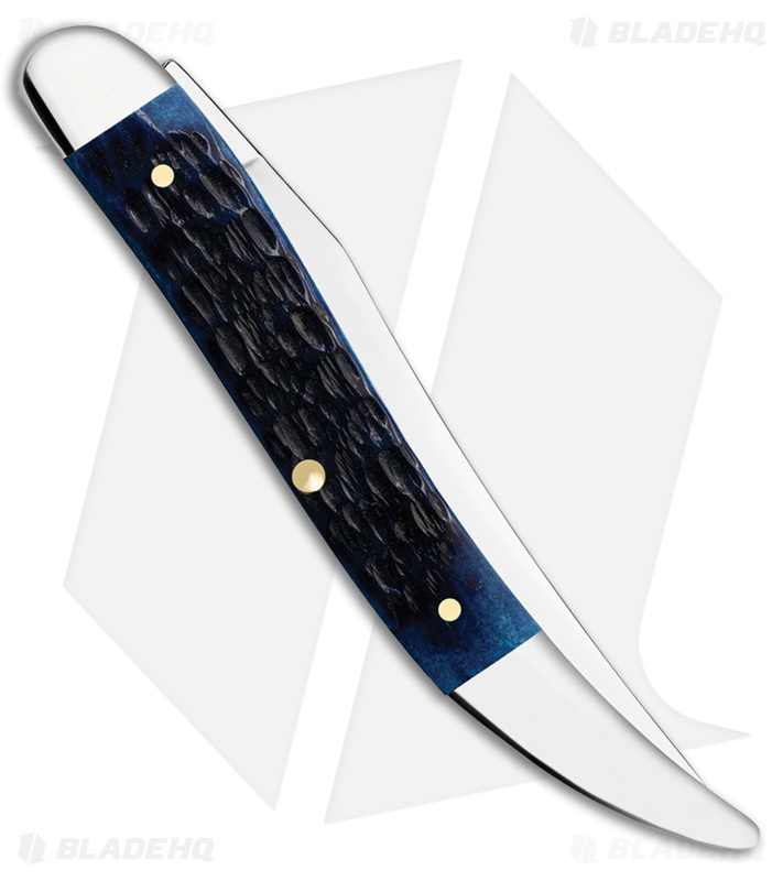 Case Medium Texas Toothpick Knife 4.25" Navy Blue Jigged Bone (610094 SS) 06892