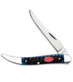 Case Medium Texas Toothpick Knife 4.25" Navy Blue Jigged Bone (610094 SS) 06892