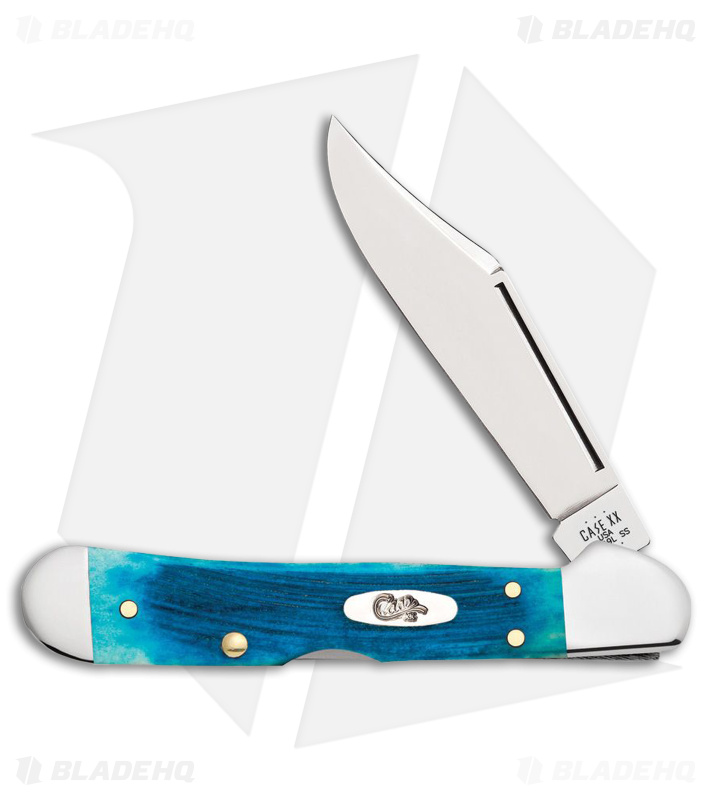 Case Knives Mini CopperLock Knife Caribbean Blue Sawcut Bone
