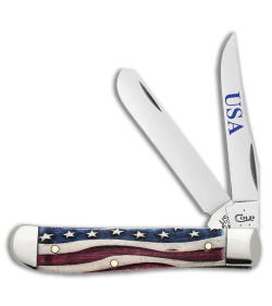Case Mini Trapper 3.5" Patriotic USA Smooth Bone (6207 SS) 64135