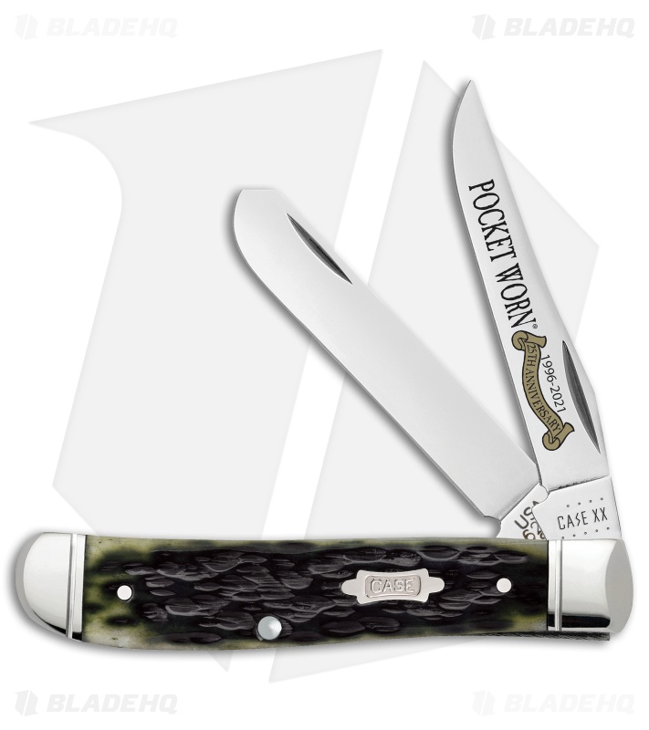 Case Mini Trapper 25th Anniversary 2.4" Pocket Worn Olive Bone (6207 SS) 38194