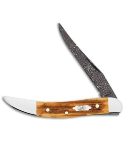 Case Small Texas Toothpick Knife 3" Burnt Goldenrod Jig Bone (610096 DAM)