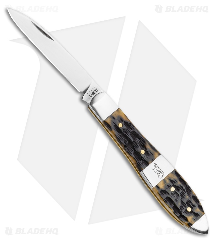 Case Cutlery Teardrop Pocket Knife Olive Green Peach Seed Jig Bone