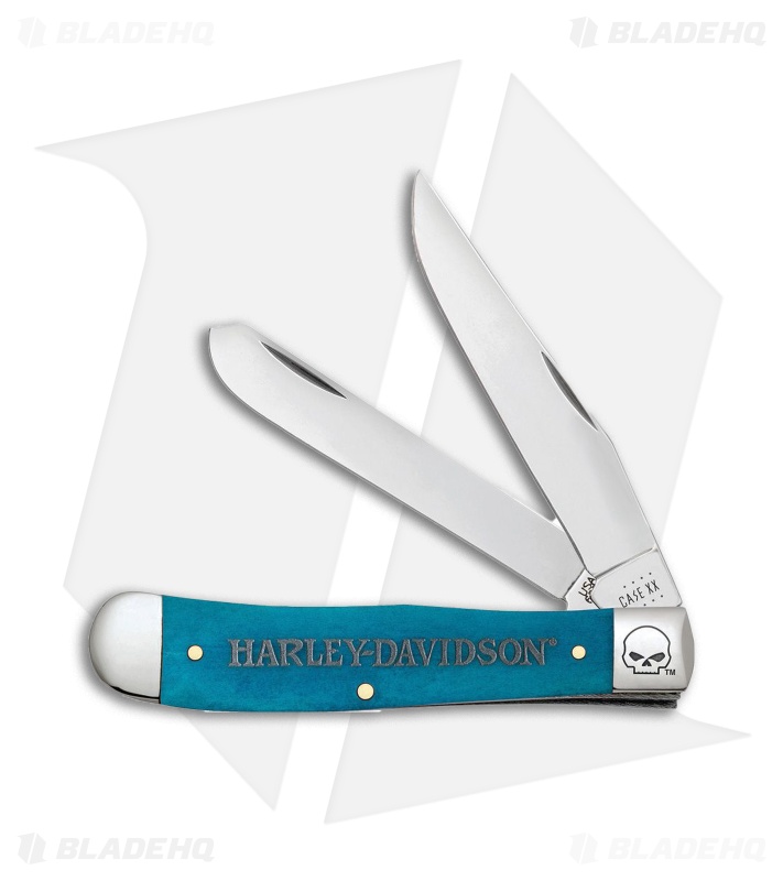 Case Cutlery Harley Trapper Knife 3.4" Caribbean Blue Smooth Bone (6254 SS)