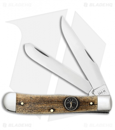 Case Cutlery Trapper Knife 3.25" Tree Of Life Embellished Natural Bone (6254 SS)