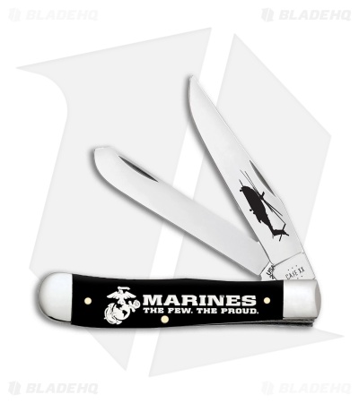 Case Cutlery USMC®   Trapper Embellished Smooth Black Synthetic 