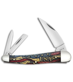 Case Seahorse Whittler Pocket Knife Vintage American Flag Bone 