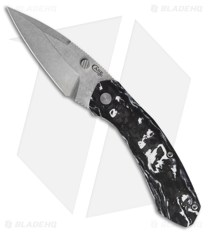 Case Cutlery Westline Spring Assisted Knife White Marbled Carbon Fiber (3.2" SW)