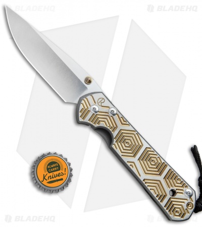 Chris Reeve Large Sebenza 21 Knife CGG Gold Hex (3.625" Stonewash)