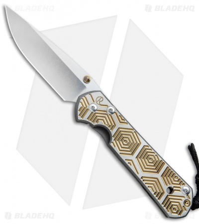 Chris Reeve Large Sebenza 21 Knife CGG Gold Hex (3.625" Stonewash)