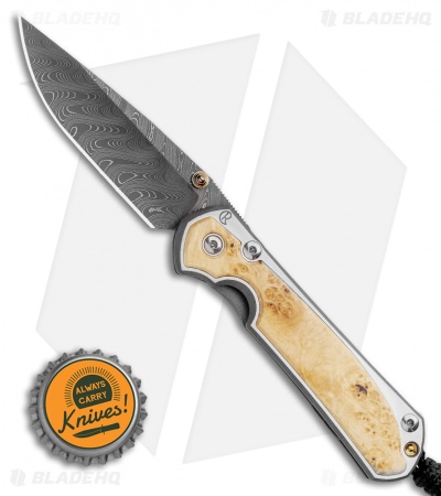 Chris Reeve Small Sebenza 31 Box Elder Boomerang Damascus (3" Damascus) 