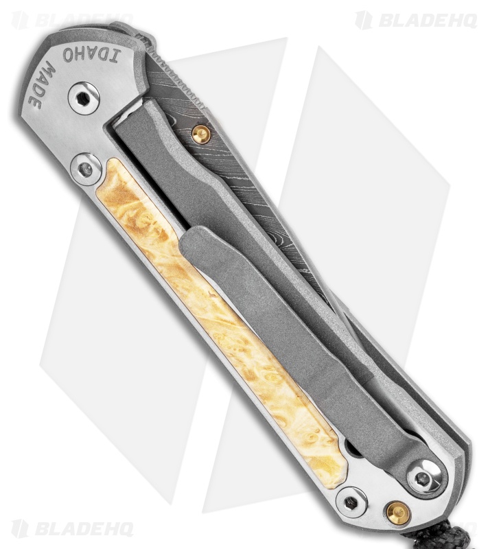Chris Reeve Small Sebenza 31 Box Elder Boomerang Damascus (3" Damascus) 