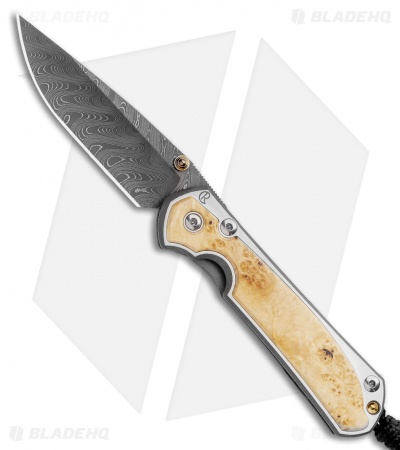 Chris Reeve Small Sebenza 31 Box Elder Boomerang Damascus (3" Damascus) 