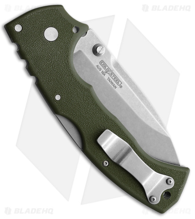 Cold Steel 4 Max Scout Tri-Ad Lock Knife OD Green Griv-Ex (4" Stonewash)