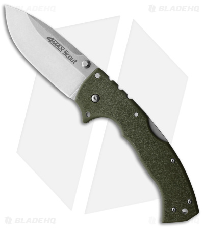 Cold Steel 4 Max Scout Tri-Ad Lock Knife OD Green Griv-Ex (4" Stonewash)