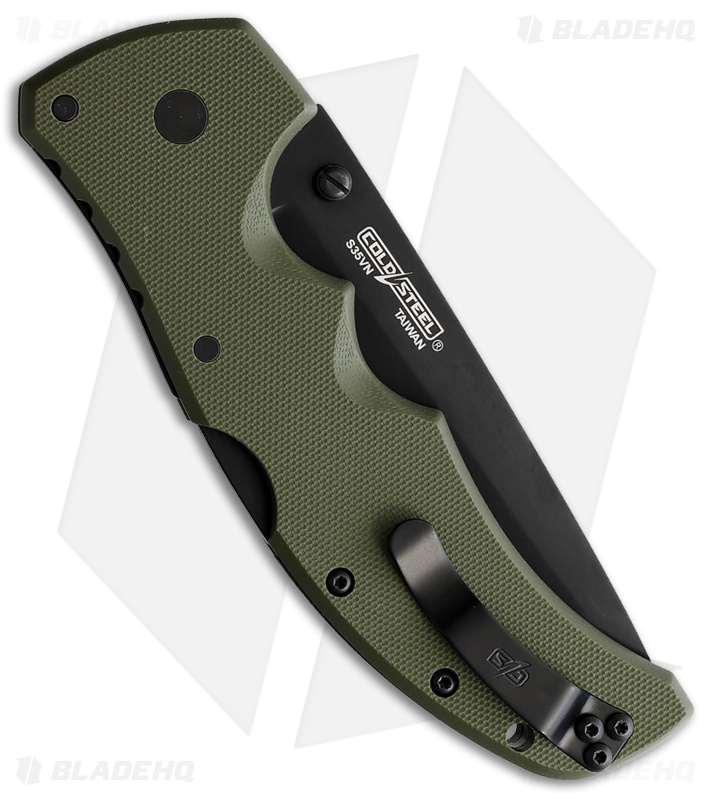 Cold Steel Recon 1 Tanto Lockback Knife OD Green G-10 (4" Black)