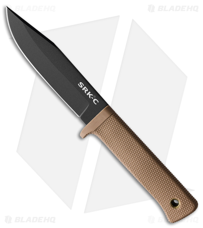 Cold Steel SRK-C Compact Fixed Blade Knife Desert Tan Kray-Ex (5" Black SK-5)
