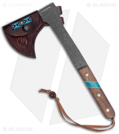 Condor Blue River 13" Tomahawk Walnut Wood/Turquoise CTK2826HC