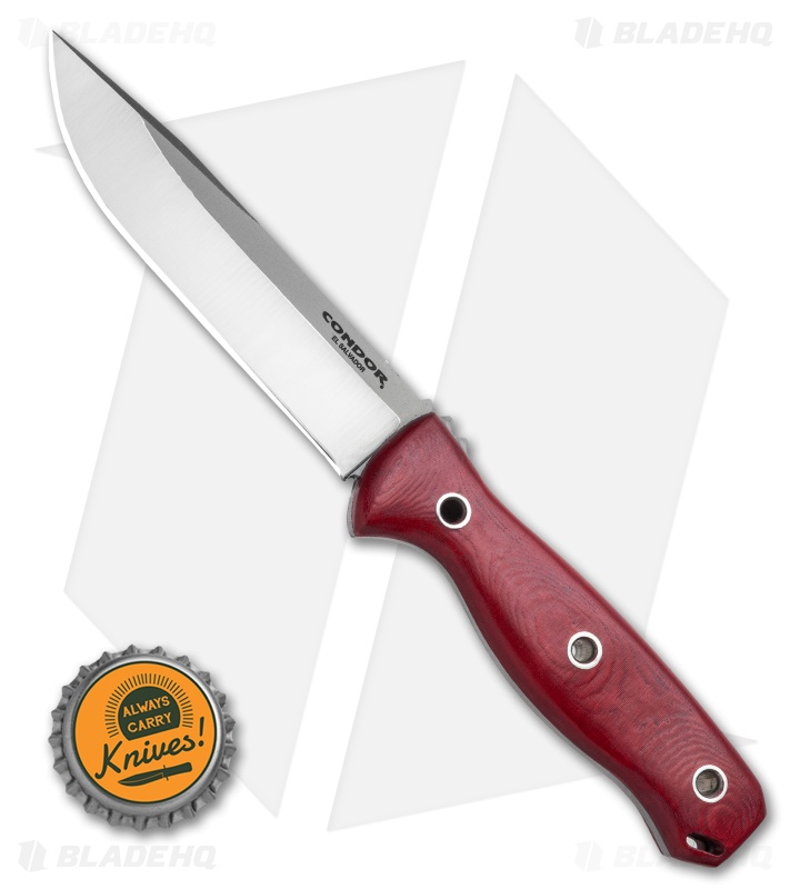 Condor Bushcraft Bliss Fixed Blade Knife Red Linen Micarta (4.5" Satin)