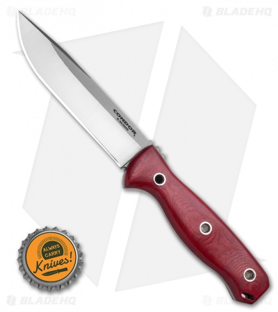 Condor Bushcraft Bliss Fixed Blade Knife Red Linen Micarta (4.5" Satin)