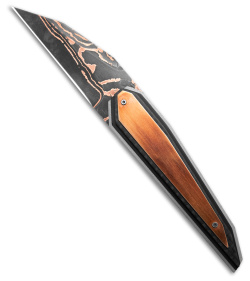 Corrie Schoeman Custom Fuse Liner Lock Folding Knife Copper/CF  (3&quot; Damascus) | 201006