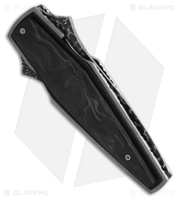 Corrie Schoeman Custom Short Folding Dagger Knife Carbon Fiber (2.9" Damascus)