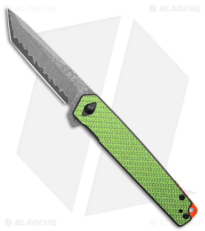 Critical Strike L507 Liner Lock Knife Green Laminate CF (3.5" Damascus)