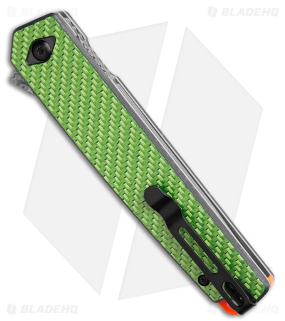 Critical Strike L507 Liner Lock Knife Green Laminate CF (3.5" Damascus)