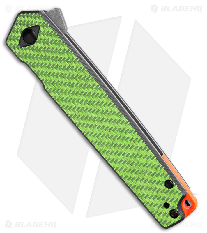 Critical Strike L507 Liner Lock Knife Green Laminate CF (3.5" Damascus)