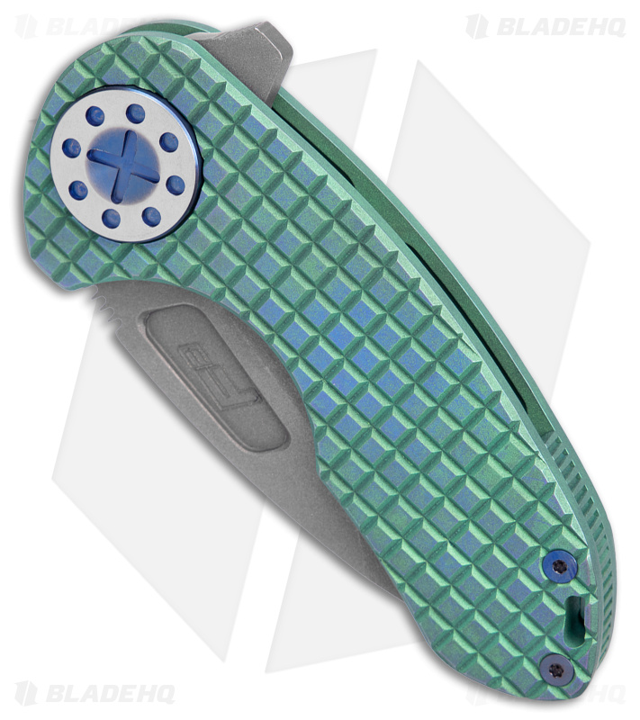 Curtiss Custom F3 Compact Frame Lock Knife Frag Milled Ti/Green (2.5" SW) 