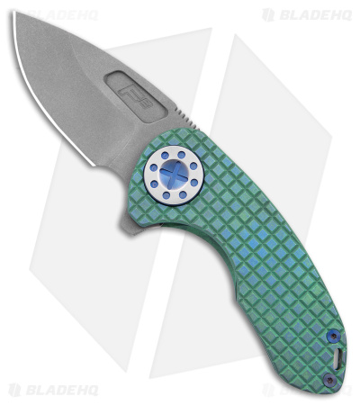Curtiss Custom F3 Compact Frame Lock Knife Frag Milled Ti/Green (2.5" SW) 