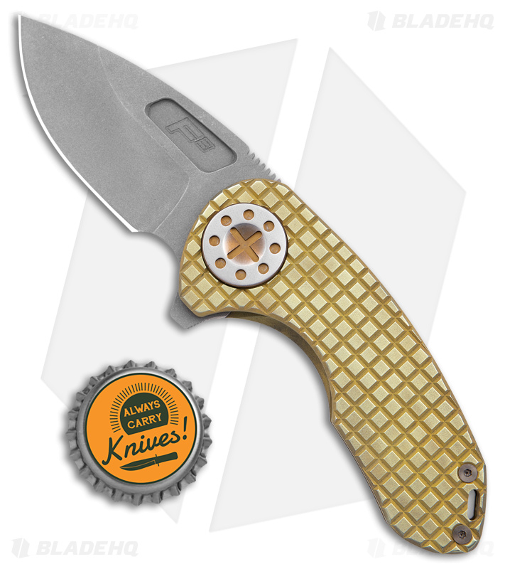 Curtiss Custom F3 Compact Frame Lock Knife Frag Milled Ti/Yellow