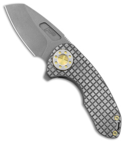 Curtiss Custom F3 Compact Frame Lock Knife Checkered Gray Ti WF (2.5" BB/SW)