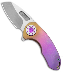 Curtiss Custom Knives F3 Compact Frame Lock Knife Rainbow Ti WF (2.5" Two Tone)