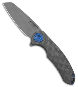 Curtiss Custom F3 Large Frame Lock Knife Gray w/ Blue Ti  (3.75" SW Magnacut)