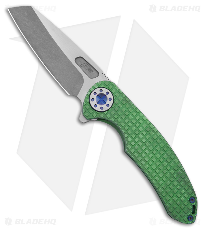 Curtiss Custom F3 Large Frame Lock Knife Green Titanium (3.75" 2-Tone Magnacut)