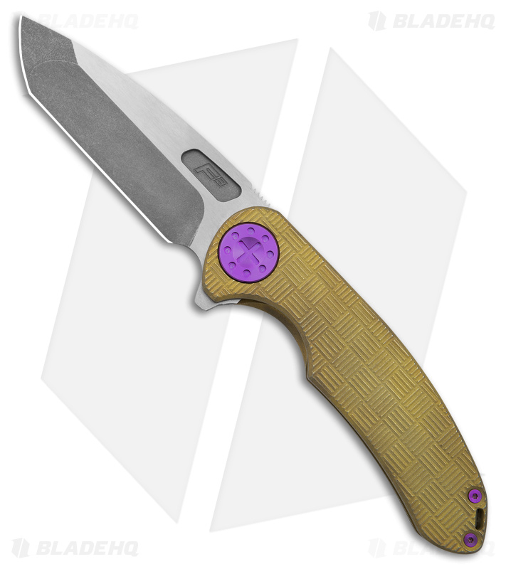 Curtiss Custom Knives F3 Large Frame Lock Knife SPF Ti/Yellow (3.8" Two Tone)
