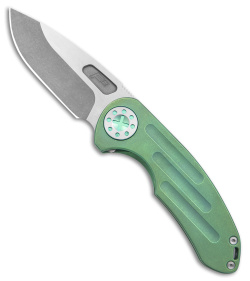 Curtiss Custom Knives F3 Medium Frame Lock Knife Ti/Green (3.25" Two Tone) 