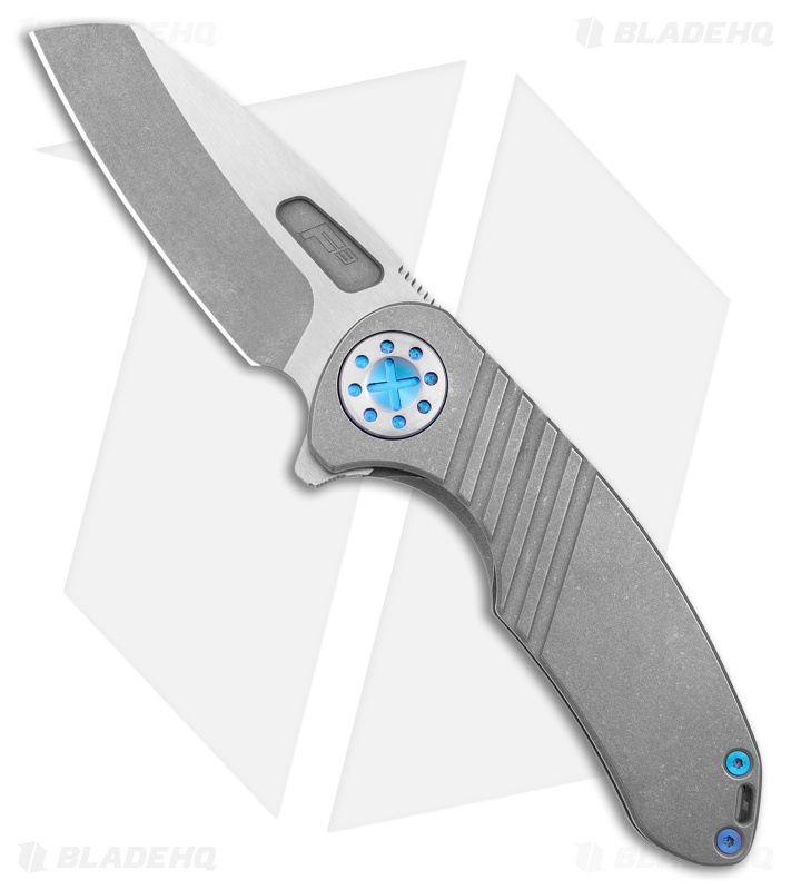 Curtiss Custom F3 Medium Frame Lock Knife Gray Ti/Blue (3.25" 2-Tone Magnacut)