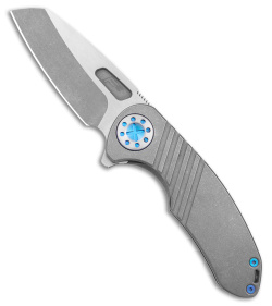 Curtiss Custom F3 Medium Frame Lock Knife Gray Ti/Blue (3.25" 2-Tone Magnacut) 