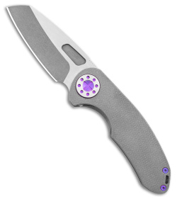 Curtiss Custom F3 Medium Frame Lock Knife Gray Ti/Purple (3" 2-Tone Magnacut) 