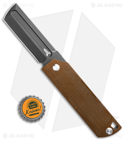 D Rocket Designs MaximX Liner Lock Knife Brown Micarta Flipper (3" M390 Black)
