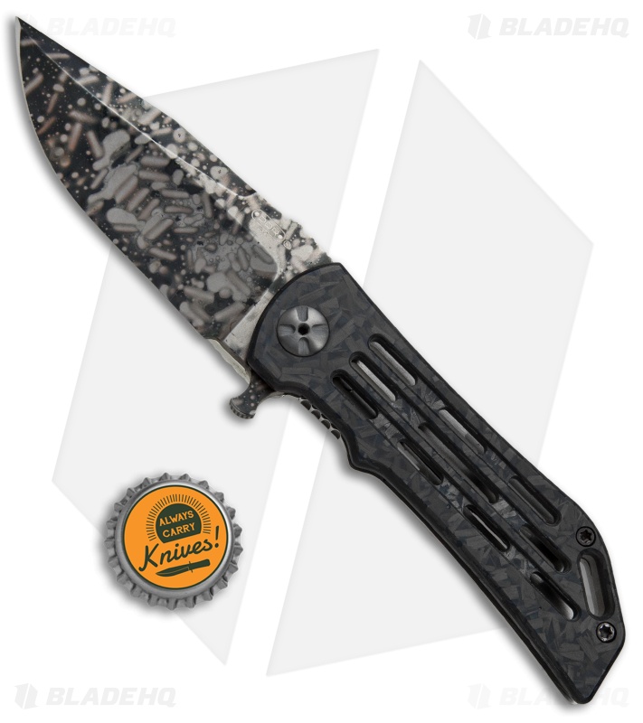 Darrel Ralph DDR Custom Frame Lock Knife Shred CF (3.75" Acid SW)