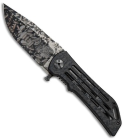 Darrel Ralph DDR Custom Frame Lock Knife Shred CF (3.75" Acid SW)