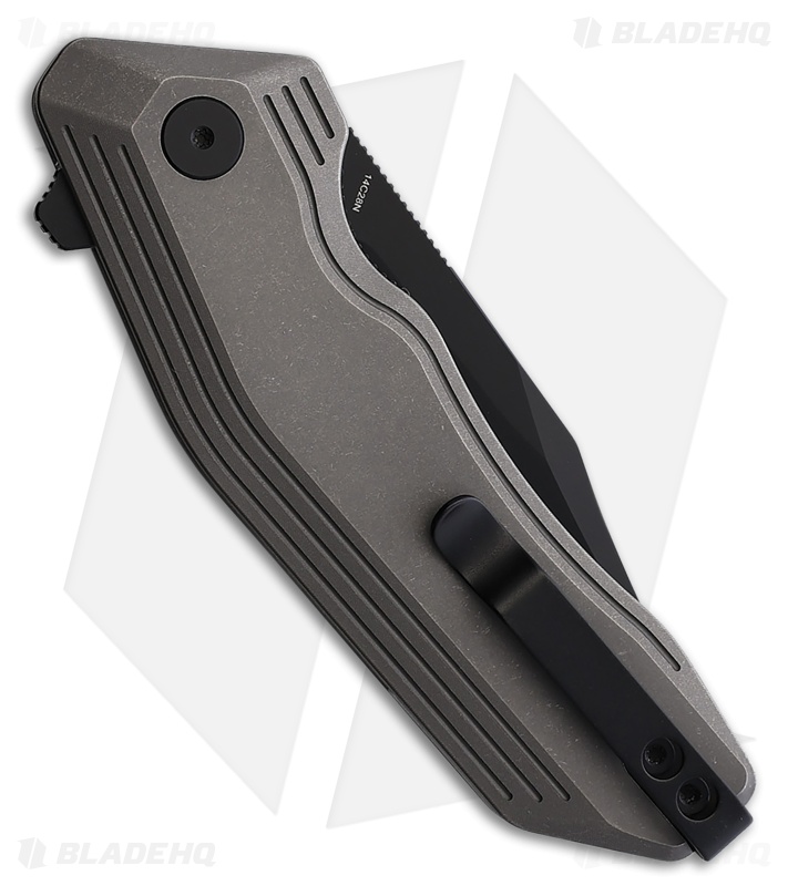Damned Designs Cerberus Liner Lock Knife Stonewash Titanium (3.25" Black)
